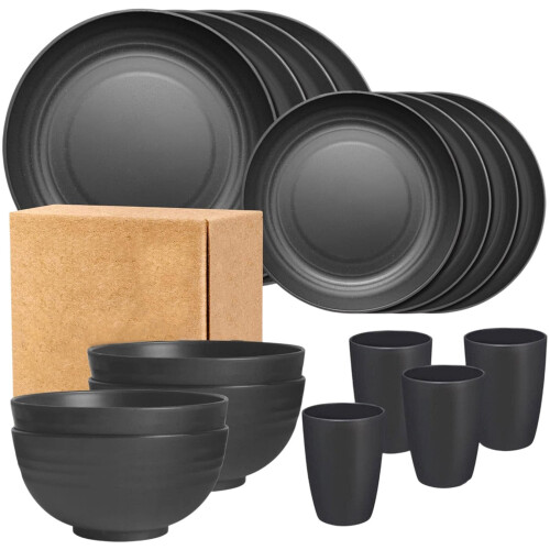 16-Piece Melamine Dinnerware Set – Solid Colour, 1