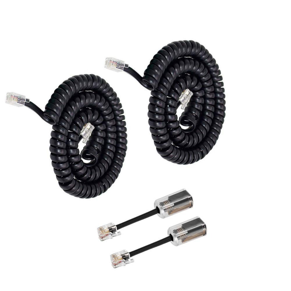 Telephone Cord Detangler 2 Pack With 10Ft Landline Phone Cord, 360 Rotating Tangle Design, Black 9330225824176