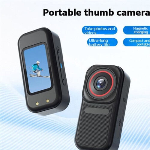 Câmera de Ação de Bolso Estabilizada de 1,47 Polegadas com Ímã, Gravação em 1080p, 1200 W, para Vlogs, Preta. 1