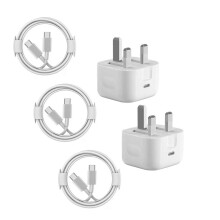 5PCS iPhone 15/16/17 series 20W fast chargers, including a 2-meter USB-C to USB-C charging cable, compatible with all iPhones and Samsung devices.