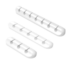 Cable Clips 3 Pack Silicone Adhesive Holders for Desk Cable Management, White Cord Organizer for Home and Office