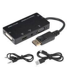 Konwerter VGA DVI HDMI, jednoczesne wyjście audio i wideo z DisplayPort do Twoich urządzeń, obsługuje HDMI z maksymalną rozdzielczością 1080p