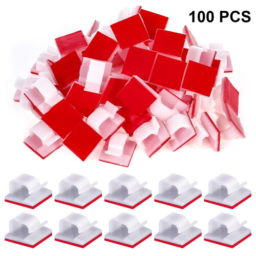 100 Pcs Adhesive Cable Clips for Home and Office, Tangle MultiSurface Cable Management Set 1
