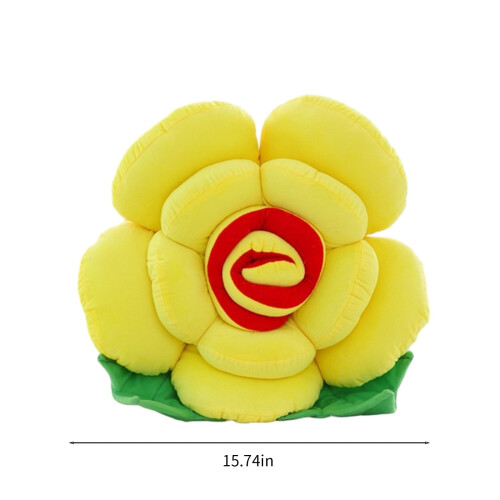 Yellow Rose Plush Pillow 30x30cm Short Plush 2