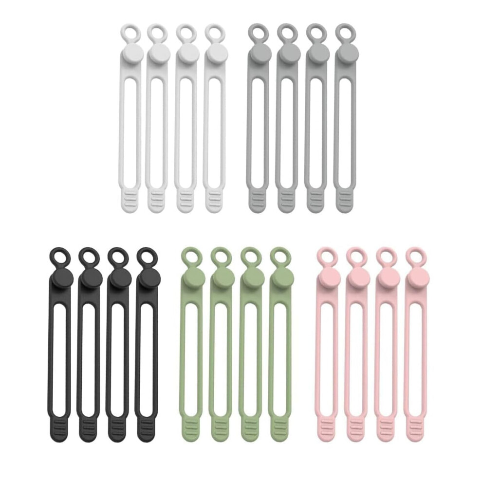 2025 Upgraded 20 Pack Reusable Silicone Cable Organizer Ties For Wires And Cords, Adjustable Tangle Desk And Travel Use 9330225824398
