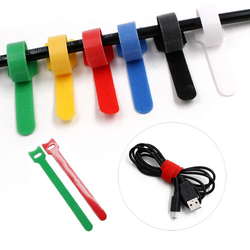 Reusable Microfiber Cable Ties 6 Inch, 60 Pack Adjustable Multicolor Wire Organizer Straps 2