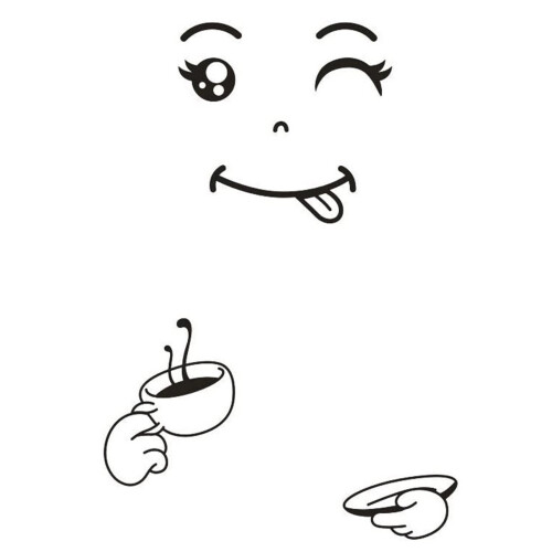 Kitchen Fridge Wall Sticker Happy Face Vinyl Decor 1 Set 1