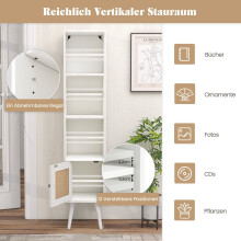 Hoher freistehender Rattanschrank mit verstellbaren Regalen