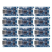 12 Stuks Type-C 18650 Lithiumbatterijladermodule 5V 1A Oplaadbord met Dubbele Beschermingsfuncties voor Doe-Het-Zelfprojecten