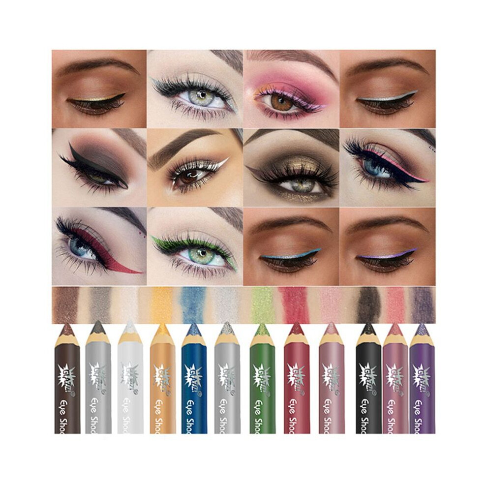 GLAZZI Waterproof Pearlescent Eyeshadow Pencil Stick 12 Colors Lasting Glitter Shimmer Eye Shadow Pen Eyeliner Eyes Makeup Tools