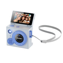 Flip Selfie Scherm Duim Camera 1080P HD Recorder Autofocus Draagbare Kleine Camera met Draagkoord Blauw
