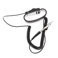 Bracelet de Mise à la Terre en Métal Noir avec Câble de 1,8 M, Ajustable et Antistatique (ESD)