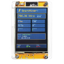 SparkMiner 700kH/S + Hölje 2x Snabbare Än Nerdminer BTC Solo Lottery Miner Bitcoin Crypto 2,8" Skärm
