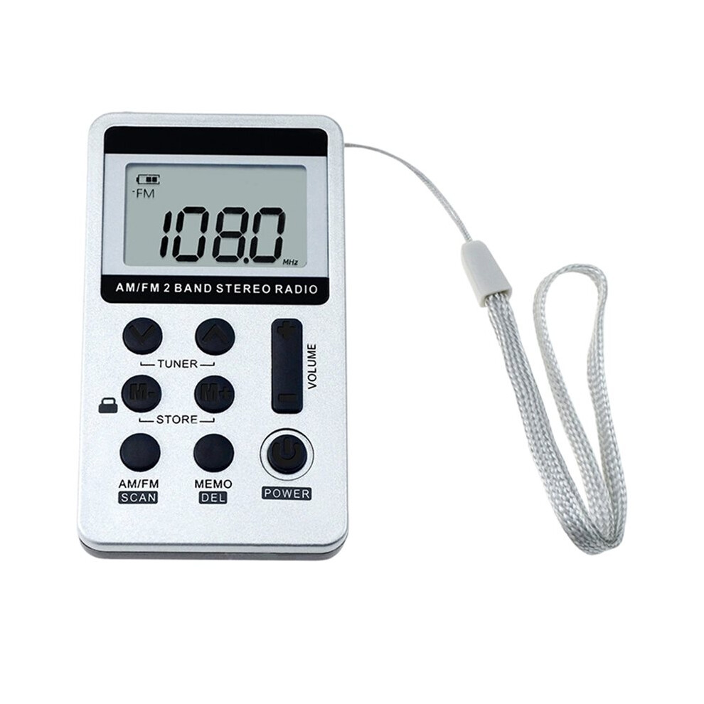 Portable Radio Digital Fm/Am Radio Receiver With Lcd Display Rechargeable Battery& Earphone Radio+Lanyard For Elder 4713427082011