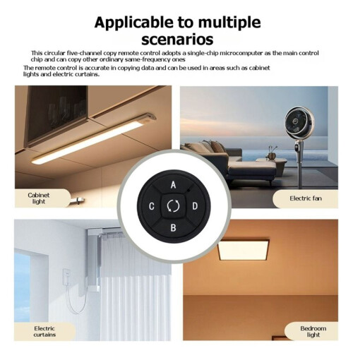 5-Key LED Light  Wireless Remote Control 5CH Wall Paste Button for Electric Curtains Fans Wireless Control 315MHz 1