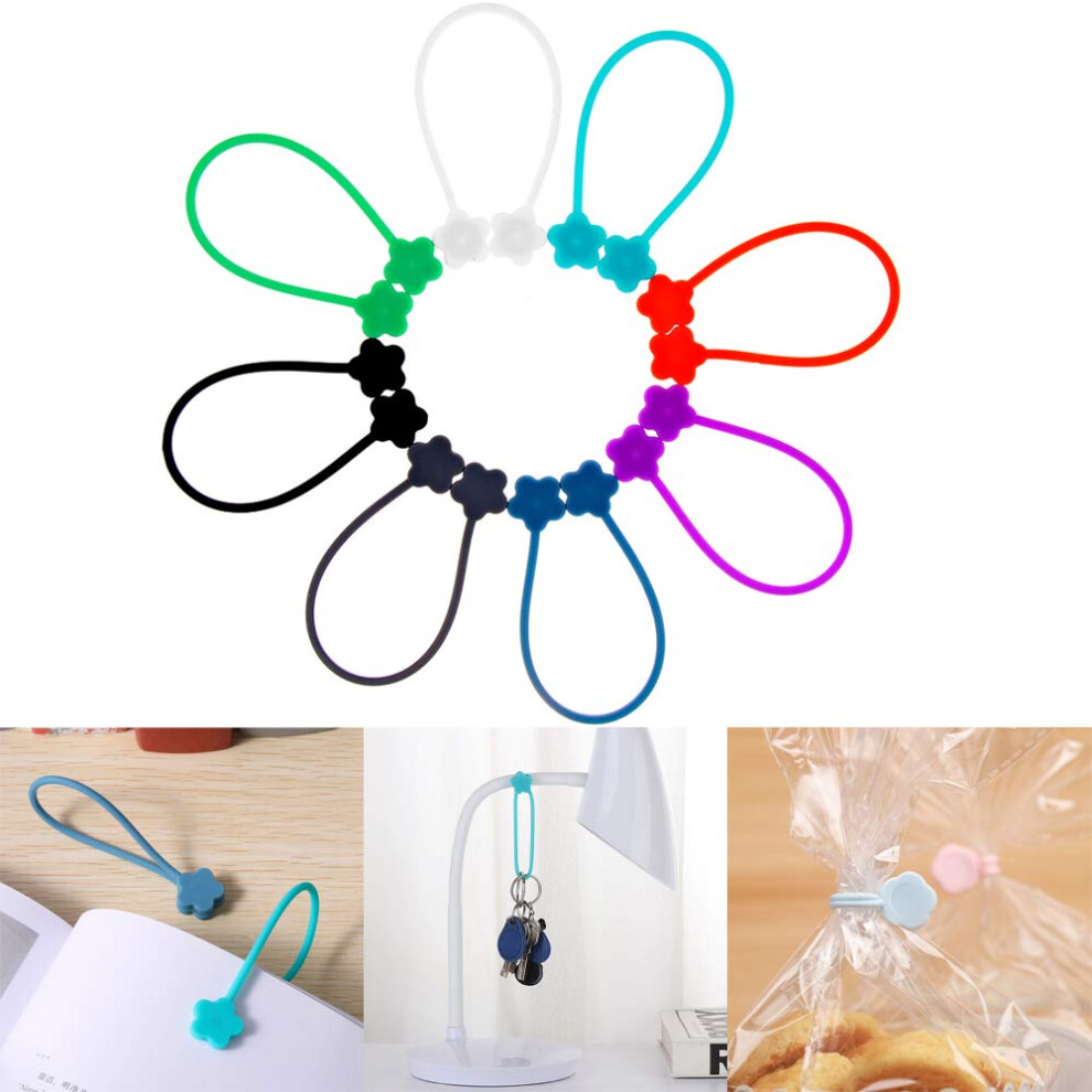 Magnetic Silicone Cable Ties 8 Colors Twist Clips For Desk And Cord Management Home Office 9330225824718