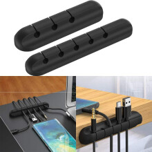 Silicone SelfSticking Cable Organizer for Desk, Flexible Cord Management Holder with AntiTangle Design