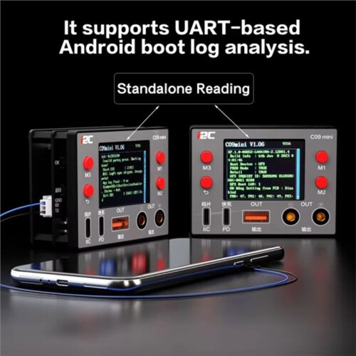 I2C C09MINI Waveform Ammeter 0-36V Input Voltage Current Tester 2 Inch HD Display Fast Scaning Measurement Tester