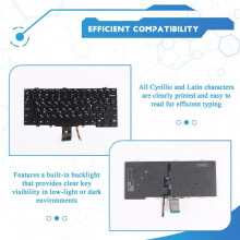 Russian Backlight Keyboard for Latitude 7300 5300 5310 2-in-1 717T4 4PPHF RU Layout Replacement Backlit Keyboard