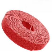 16FT Red Hook and Loop Cable Tie Roll, Reusable Fastening Tape for Wire Organization and Custom Length Cutting