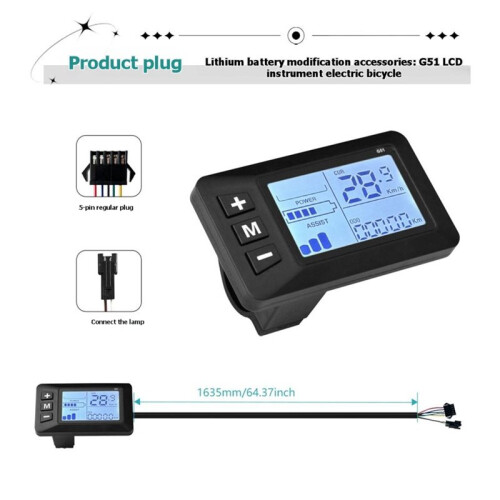 E-Bike LCD Speedometer Display 24V-48V Throttle Control Panel Screen SM Connector for Electric Scooter Accelerator 2