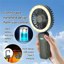 Multifunctional LED Handheld Fan Light with Built-in 4000mAh Battery 20W Strong Wind Remote Control Atmosphere Lamp