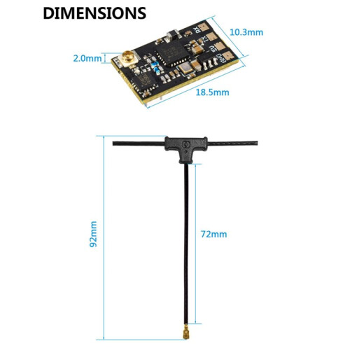 2.4GHz ELRS Receiver with T-Antenna Low-Latency Module  Receiver for FPV Race and Long Range FPV 2