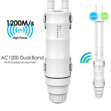 Enrutador Inalámbrico para Exteriores AC1200 de Doble Banda de 2,4 GHz/5 GHz con POE, Repetidor AP Resistente Al Agua, Antena Direccional de 7/8 DBi