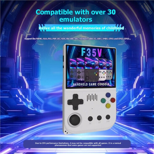 F35V 3.5Inch Retro Game Console Open Source Linux System 64G Support 30+ Emulators PSP Game Console Retro Arcade White 1