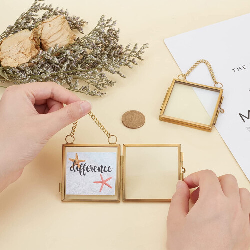Mini Wall Hanging Photo Frames Double Glass 2 pcs 6x6 cm 2