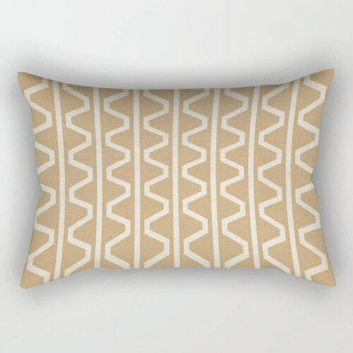 Khaki geometric linen pillowcase 30x50 cm