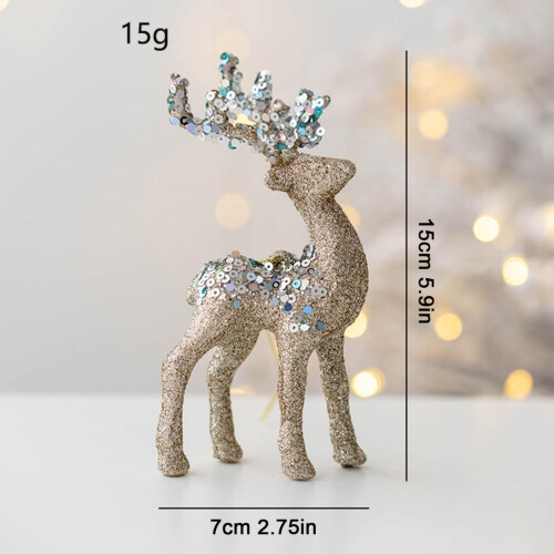 Flocked Reindeer Ornament Christmas Tree Decor 1 Piece 2