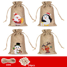 Sacchetto regalo natalizio in lino con coulisse, piccolo