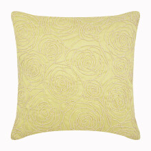 Housses de coussin en soie jaune 50 x 50 cm à motif floral
