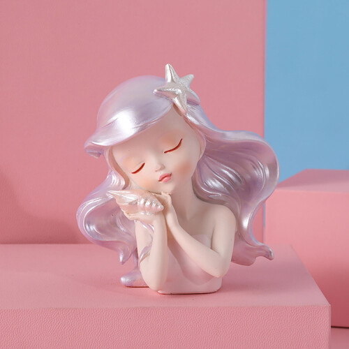 Havfrue Resin Statue Dekor 9,6 cm