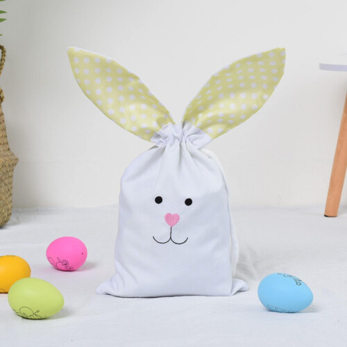Easter bunny drawstring bag burlap 12x16 inches