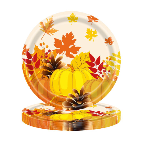 Thanksgiving-Pappteller mit Herbstmotiv, 20 Stück