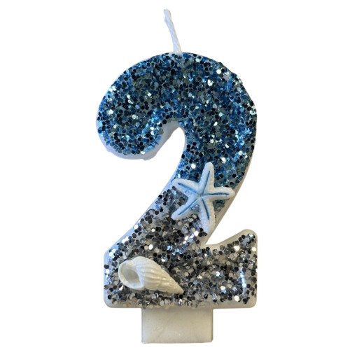 Birthday Number Candle Blue Gray Ocean Theme 1 1