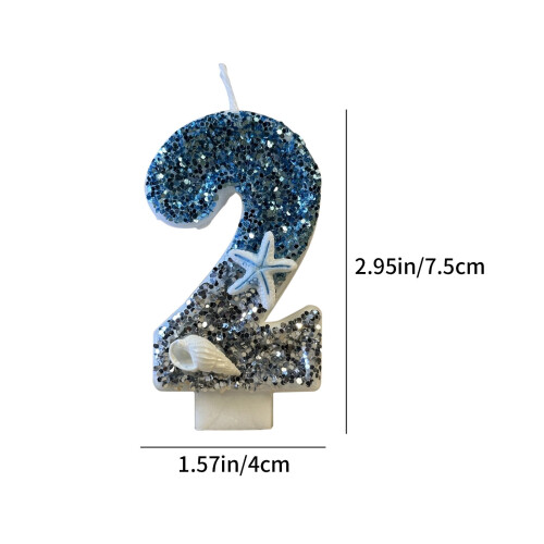 Birthday Number Candle Blue Gray Ocean Theme 1 2