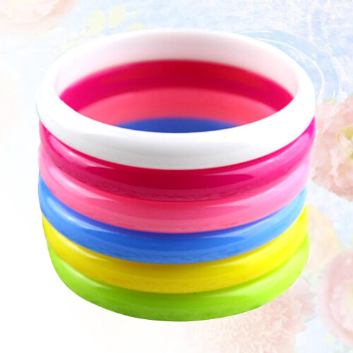 Set brățări tip bangă din plastic, culoare bomboane (6 buc.) 2