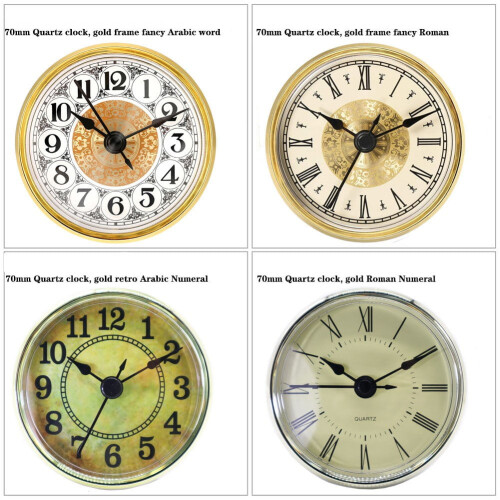 2.8 Inch Round Quartz Clock Insert with Gold Trim and 2