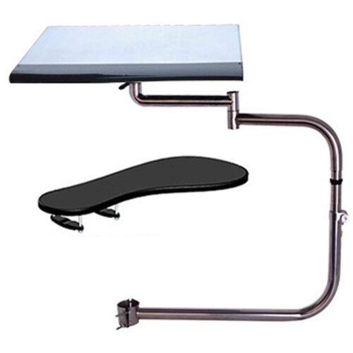 Adjustable Under Desk Keyboard Tray with Mouse Pad, Ergonomic Clamp On Mount, 360 Rotating Stable Platform