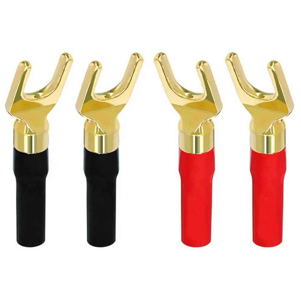 4 Pack Gold Plated Banana Speaker Plug Connectors For Amplifier And Speaker Cable, Color Coded Design 9310869829041