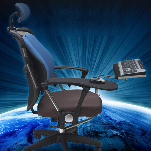 Adjustable Under Desk Keyboard Tray with Mouse Pad, Ergonomic Clamp On Mount, 360 Rotating Stable Platform 2
