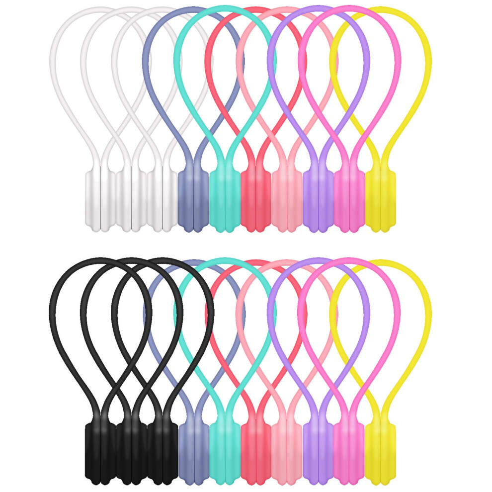 20 Pack Magnetic Cable Ties Reusable Twist Design For Cable Management Headphone And Usb Cords 9310869829157
