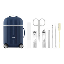 9-Piece "Mini Suitcase" Travel Manicure Set - Professional Grooming Kit with Portable Rolling Case Design