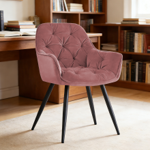 (ROSE) Single Dining Chairs Velvet Padded Seat Metal Leg