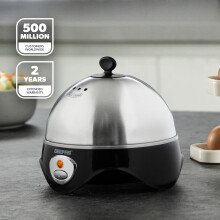 GEEPAS 2-in-1 Electric Egg Boiler & Omelette Maker Machine | 7 Egg Capacity, Measuring Cup with Egg Piercer | Lid Egg Cooker with Auto Shut-Off 360W