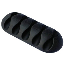 5 Slot Self Adhesive Cable Organizer for Desk, Tangle Cord Management Clip with Non Slip Grip, Black