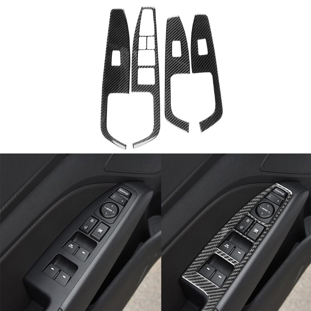 Real Carbon Fiber Window Switch Cover For Hyundai Elantra 2016Â2020, ScratchâResistant Interior Trim, 4Pcs Black 9310869829454